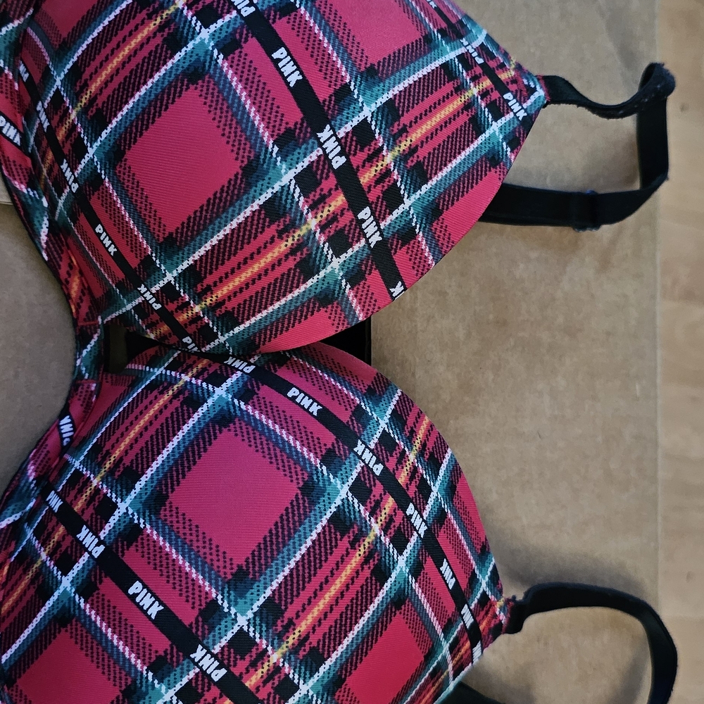 Pink Plaid Bra